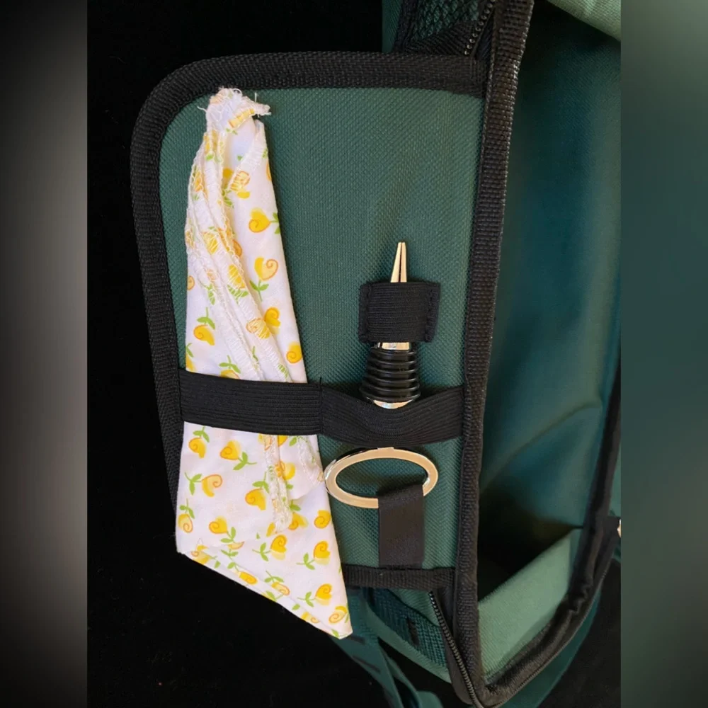 Picnic Time Estate Insulated Wine Tote with Service For two in Hunter Green nWOT